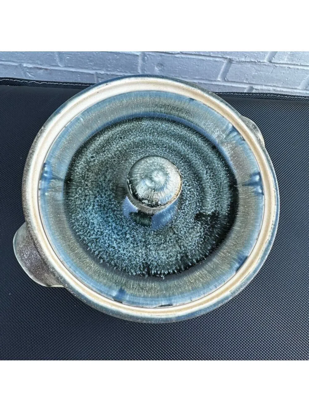 Handcrafted Ceramic Art Pottery Casserole Dish Lid+Loop+Handles Signed by Artist